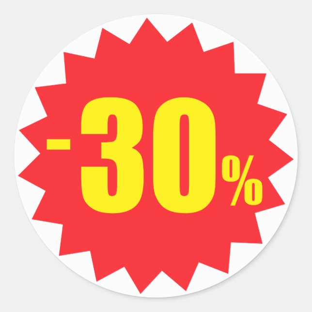 Sticker Rond 30 pour cent d'autocollants de réduction vente, bl (Devant)