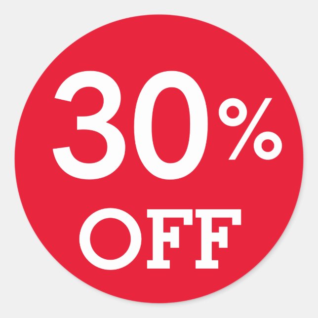 Sticker Rond 30% Trente pour cent de réduction sur la vente bla (Devant)
