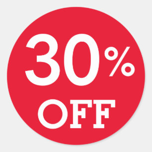 Sticker Rond 30% Trente pour cent de réduction sur la vente bla