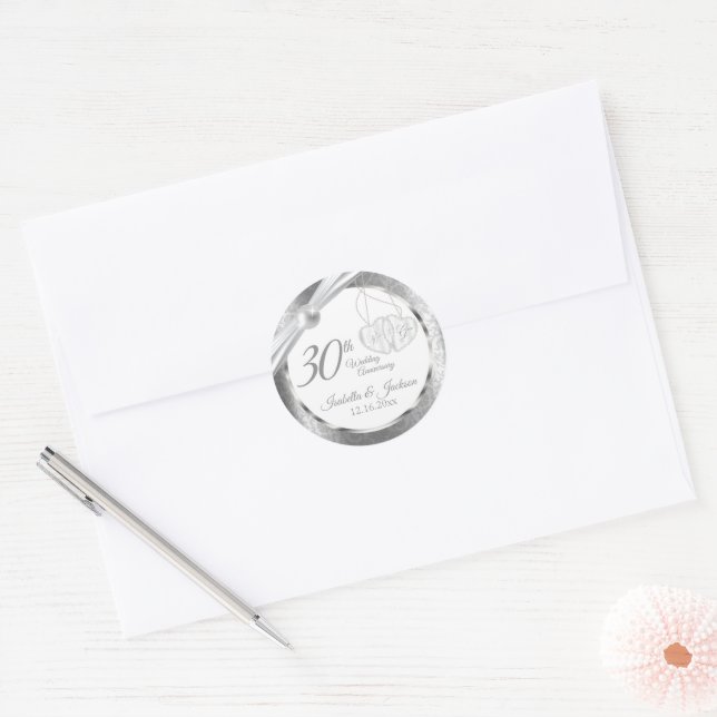 Sticker Rond 30e anniversaire de mariage Noces de perle (Enveloppe)