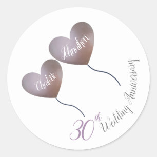 Sticker Rond 30e anniversaire du mariage de ballon perle violet