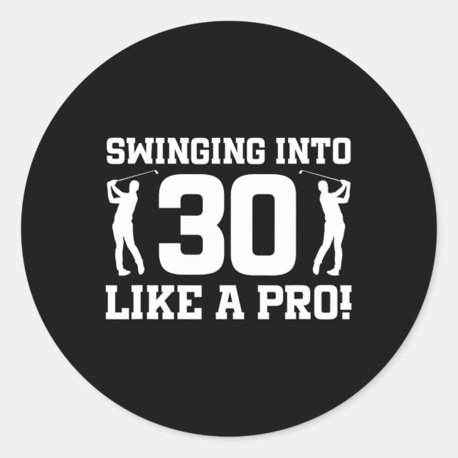 Sticker Rond 30e anniversaire Golf 30 ans Joueur de golf (Devant)