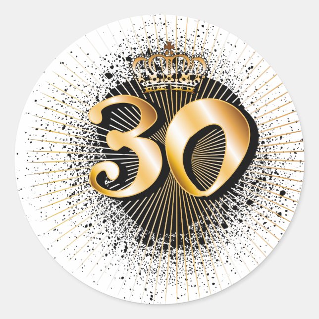 Sticker Rond 30e anniversaire ou anniversaire (Devant)