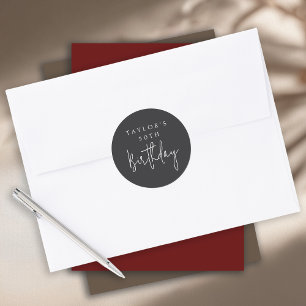 Sticker Rond 30e Anniversaire Simple Minimaliste Plat Noir