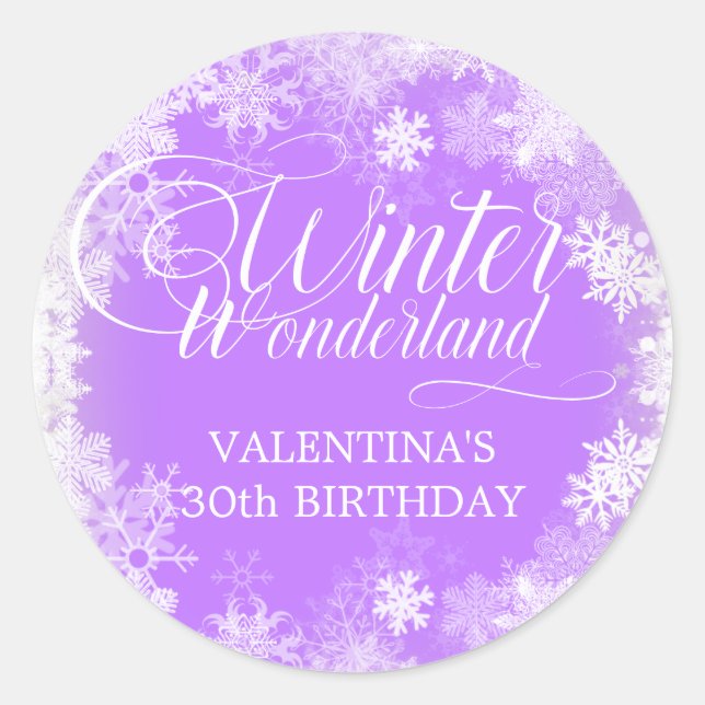 Sticker Rond 30e anniversaire Wonderland Winter Wonderland Snow (Devant)