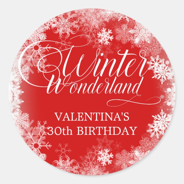 Sticker Rond 30e anniversaire Wonderland Winter Wonderland Snow (Devant)
