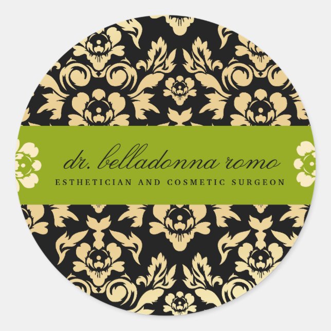 Sticker Rond 311 Belladonna Damask Lime (Devant)