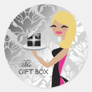 Sticker Rond 311 Boîte Cadeau Cutie Wavy Blonde Damask