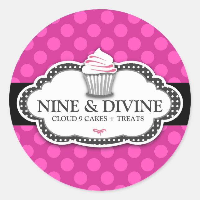 Sticker Rond 311 Cupcakes Divins Points Roses (Devant)