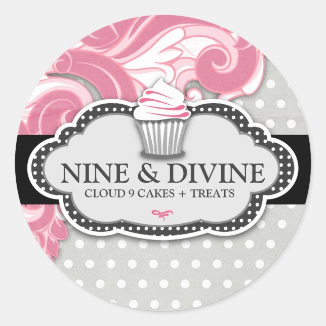 Sticker Rond 311 Cupcakes Polka Divine Pink Swirl (Devant)