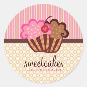 Sticker Rond 311 Gâteaux sucrés Pots de gâteau en bandes
