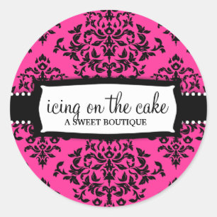 Sticker Rond 311 Glacé sur le gâteau rose chaud