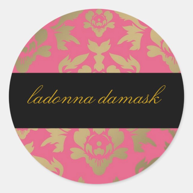 Sticker Rond 311 Ladonna Damask Pink (Devant)