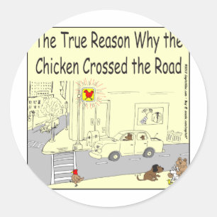 Sticker Rond 315 Pourquoi le poulet a traversé la bande dessiné