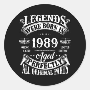 Sticker Rond 33e Anniversaire Les Légendes Vintages Nées En 198