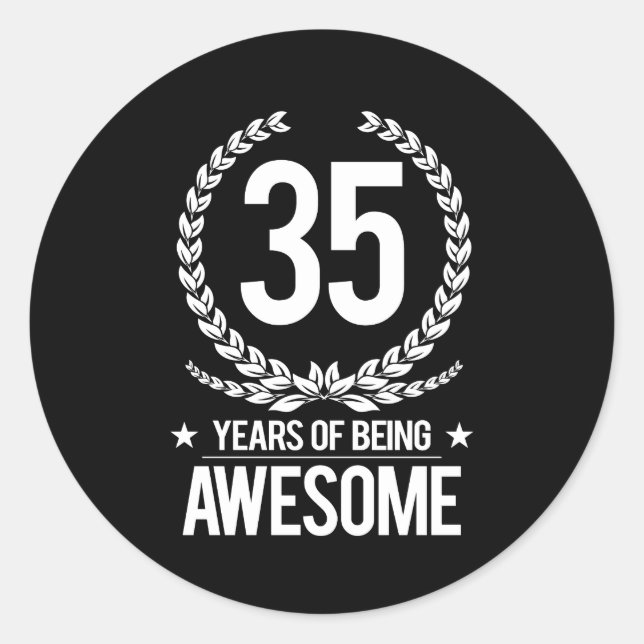Sticker Rond 35e anniversaire (35 ans d'être génial) (Devant)