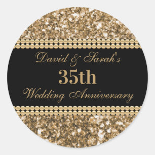 Sticker Rond 35e anniversaire de Mariage Célébration Parties sc