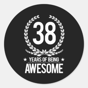 Sticker Rond 38e anniversaire (38 ans d'être génial)