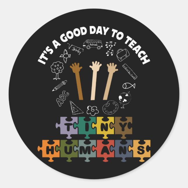Sticker Rond 3/4, C'est un bon jour pour apprendre de minuscule (Devant)