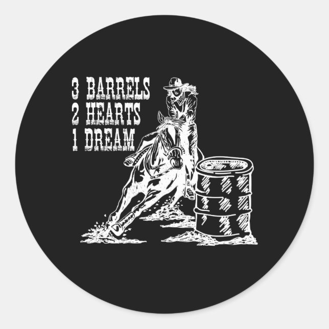Sticker Rond 3 Barils 2 Coeurs 1 Dream Barrel Racing (Devant)