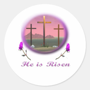 Sticker Rond 3 Croix rose cadeaux chrétiens