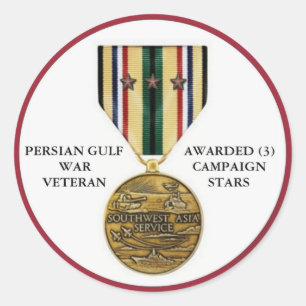 STICKER ROND 3 ÉTOILES DE CAMPAGNE PERSIAN GULF WAR VETERAN