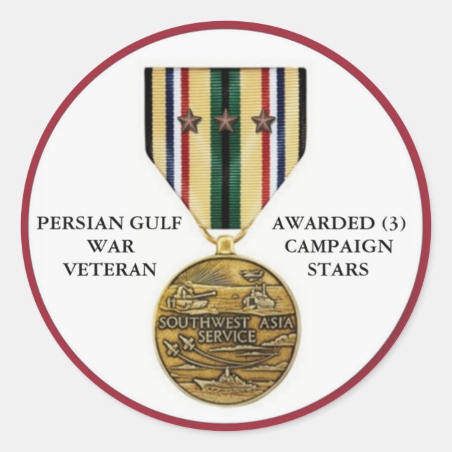 STICKER ROND 3 ÉTOILES DE CAMPAGNE PERSIAN GULF WAR VETERAN (Devant)