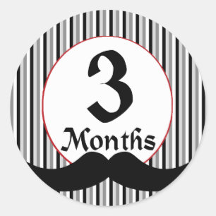 Sticker Rond 3 mois Jalon de la moustache