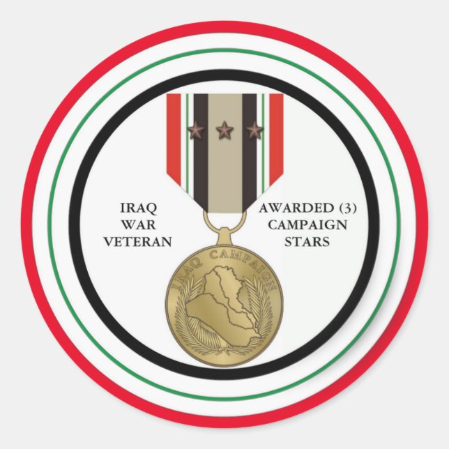 STICKER ROND 3 STARS IRAK CAMPAIGN ÉTAIT UN VÉTÉRAN (Devant)
