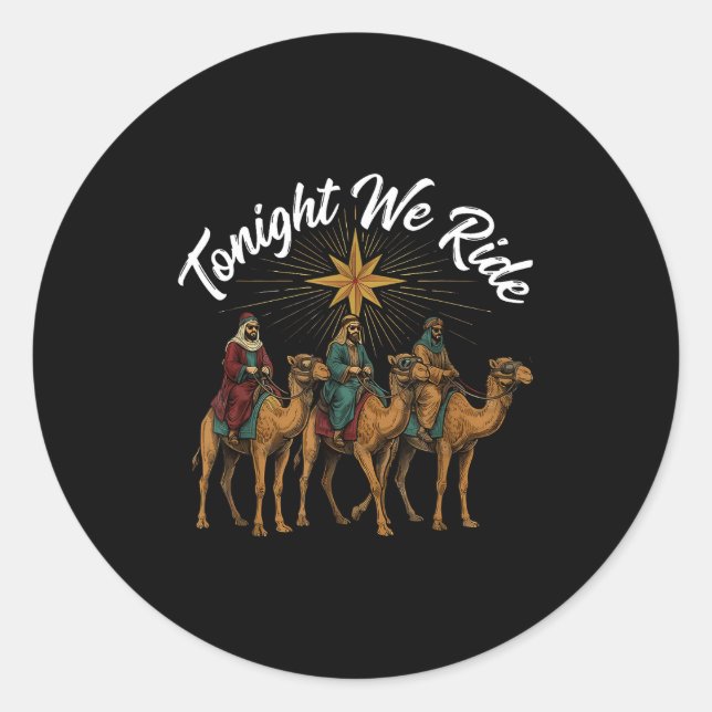 Sticker Rond 3 Wise Men Tonight We Ride Christmas  (Devant)