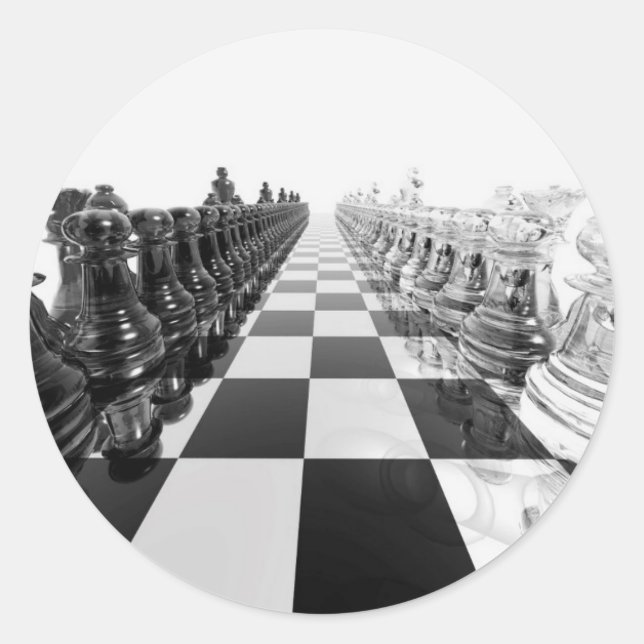 Sticker Rond 3D Black and White Chess Board (Devant)