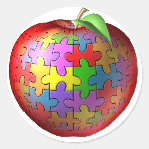 Sticker Rond 3D puzzle Apple