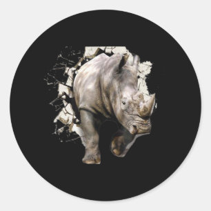Sticker Rond 3d Rhino - Rhinoceros d'animaux Safari africains