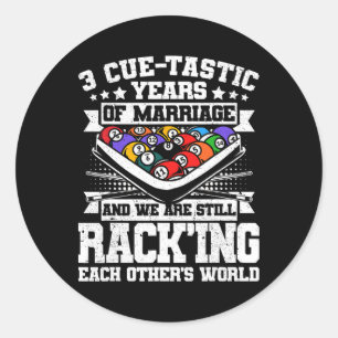 Sticker Rond 3e anniversaire Mariage billard de piscine 3 ans m