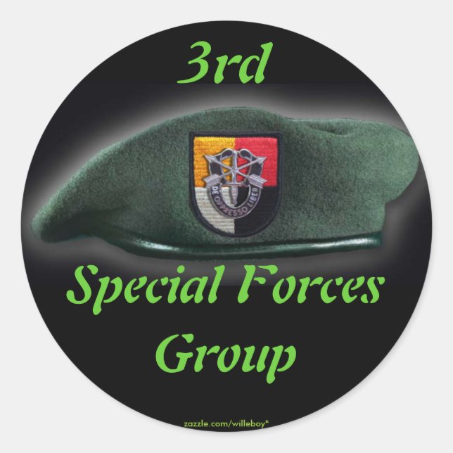 Sticker Rond 3e Bataillon des Berets verts des forces spéciales (Devant)