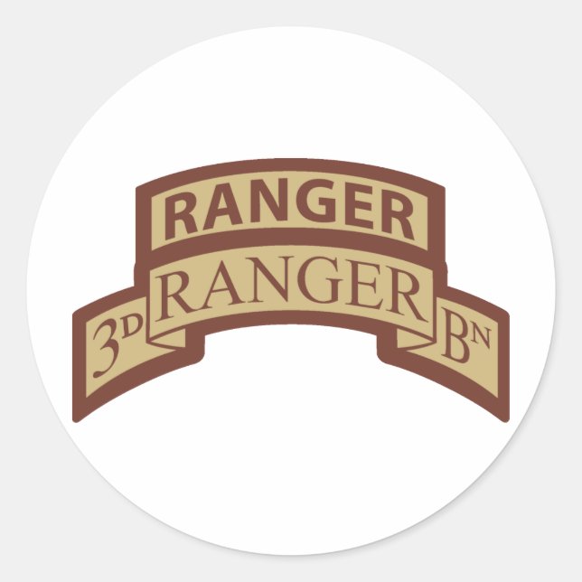 Sticker Rond 3e Bn Ranger, Onglet Ranger, Désert (Devant)