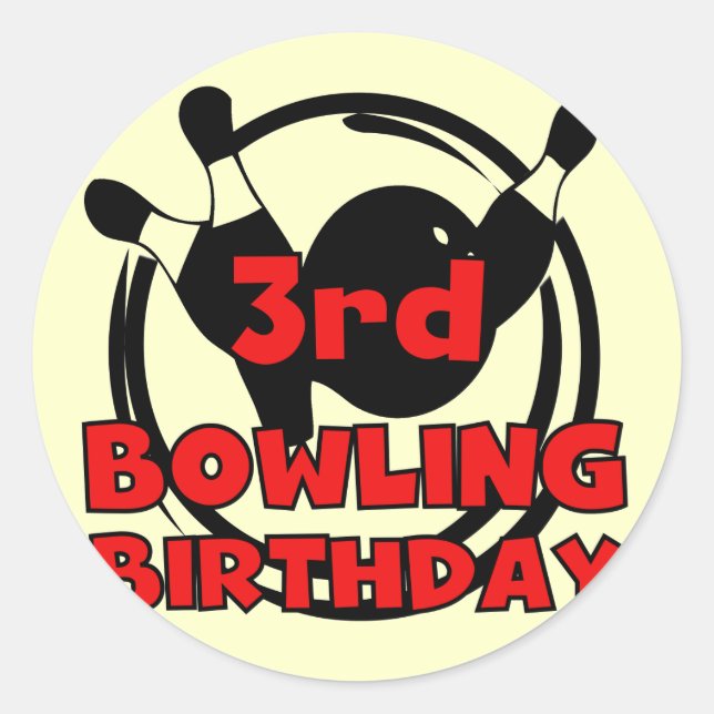 Sticker Rond 3e Bowling Anniversaire Tshirts et cadeaux (Devant)