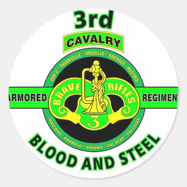 STICKER ROND 3E RÉGIMENT DE CAVALERIE ARMOIRE "RIFAUX DE COUVER (Devant)