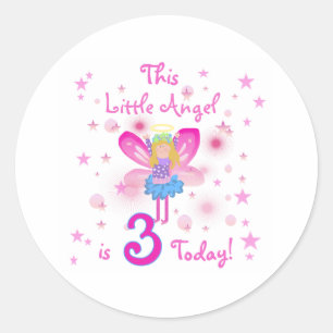 Sticker Rond 3ème Peu d'anniversaire d'ange