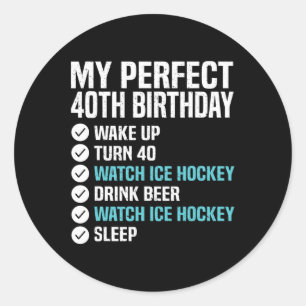 Sticker Rond 40 ans Parfait 40e anniversaire de hockey sur glac