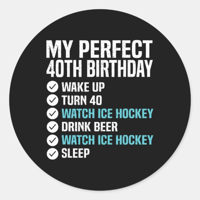 Sticker Rond 40 ans Parfait 40e anniversaire de hockey sur glac (Devant)