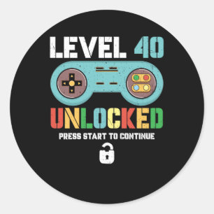 Sticker Rond 40 Ans Quarantième Anniversaire Niveau 40 Ga déver