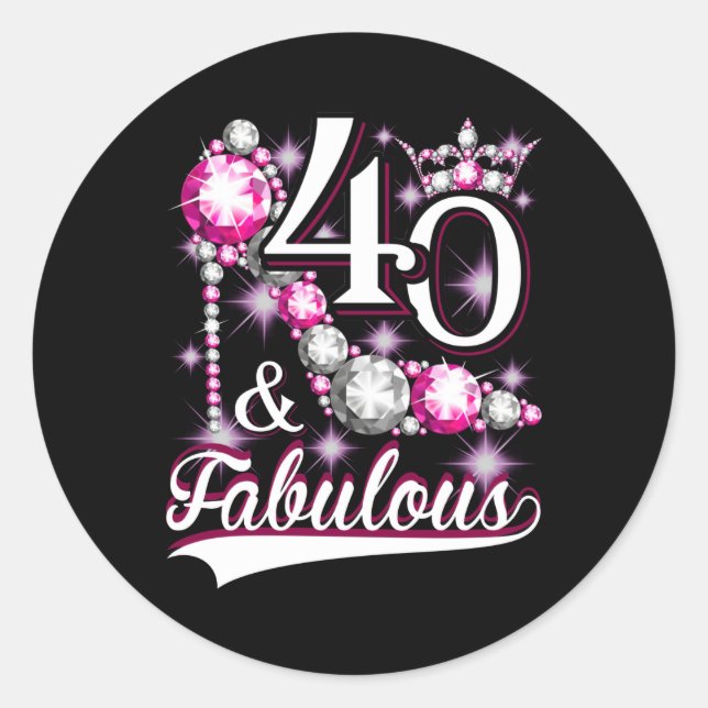 Sticker Rond 40 et fabuleux 40 ans 40e anniversaire Diamond (Devant)