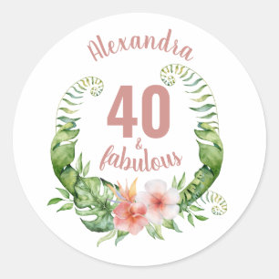 Sticker Rond 40 et fabuleux blush rose moderne nom de script