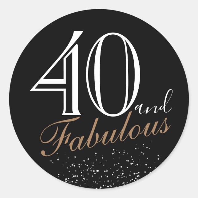 Sticker Rond 40 et fabuleux moderne Elegant Black Anniversaire (Devant)