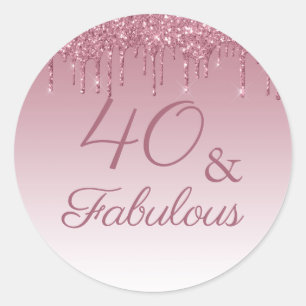 Sticker Rond 40 et fabuleux Rose Gold rose Parties scintillant 