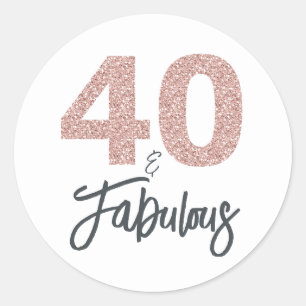Sticker Rond 40 et Fabulous Parties scintillant rose fête d'ann