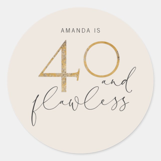 Sticker Rond 40 et Flawless Blush Pink Gold Grey Nom (Devant)