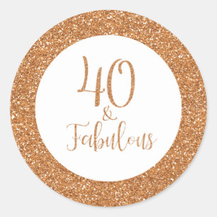 Sticker Rond 40 & Fabuleux Birthday Gold Parties scintillant