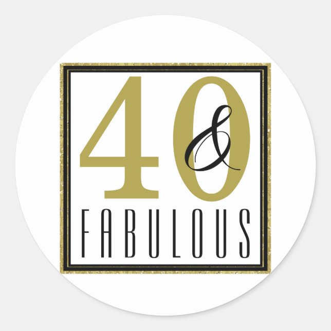 Sticker Rond 40 & Fabuleux fête du 40e anniversaire (Devant)